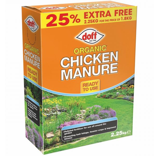 Chicken Manure Pellets 2.25kg Box Doff Downham Garden Centre